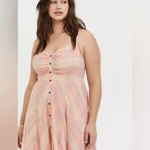 Torrid Multi Plaid Challis Button Front Midi Dress 1x 14 16